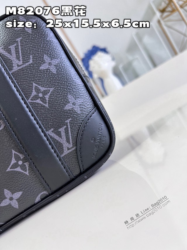 LV專櫃2023新款Pochette Kasai手包 M82076黑花 路易威登黑花男士手拿包 dn1287
